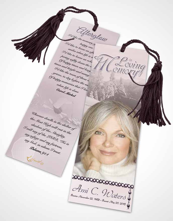 Funeral Bookmark Template Midnight Downhill Skiing