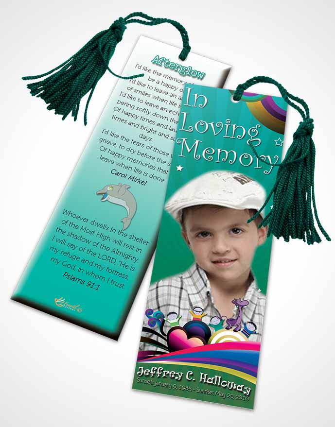 Funeral Bookmark Template Misty Clouds Childs Journey