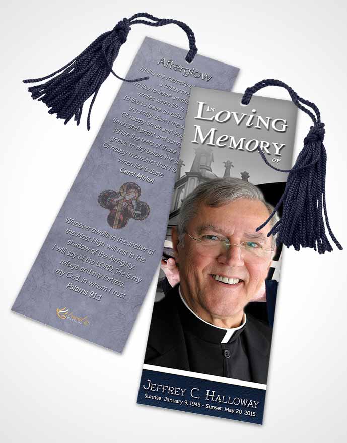 Funeral Bookmark Template Morning Breeze Heavenly Priest