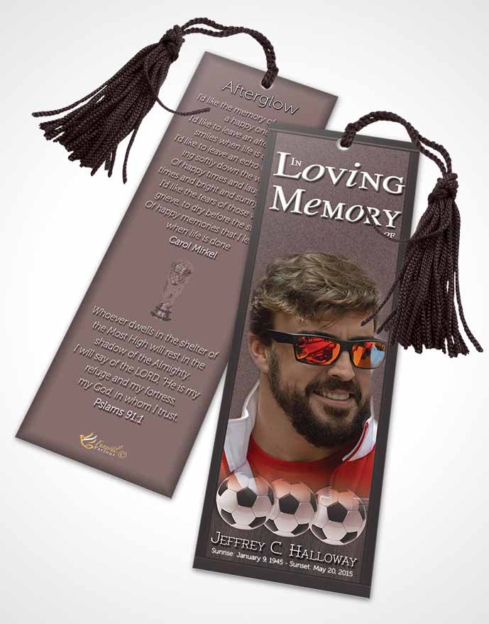 Funeral Bookmark Template Morning Pearl Soccer Star