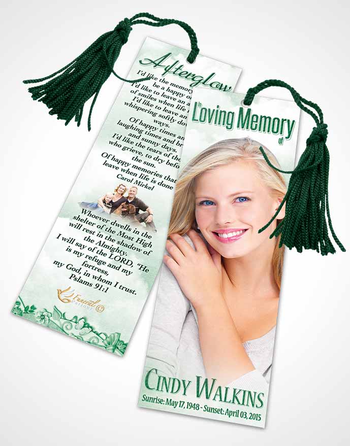 Funeral Bookmark Template Natural Elegance Rainforest Sky