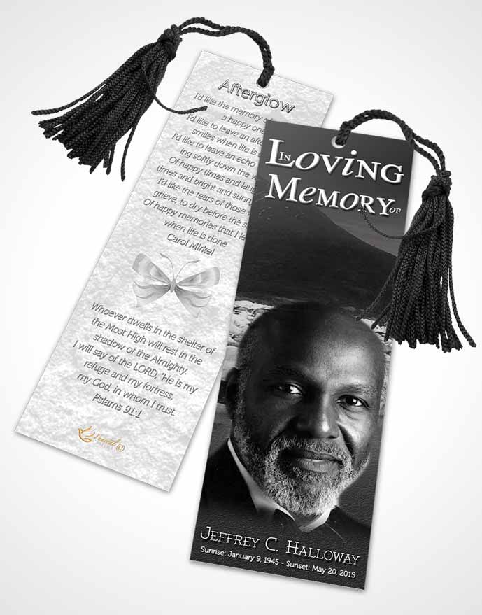 Funeral Bookmark Template Natures Black and White Mountain