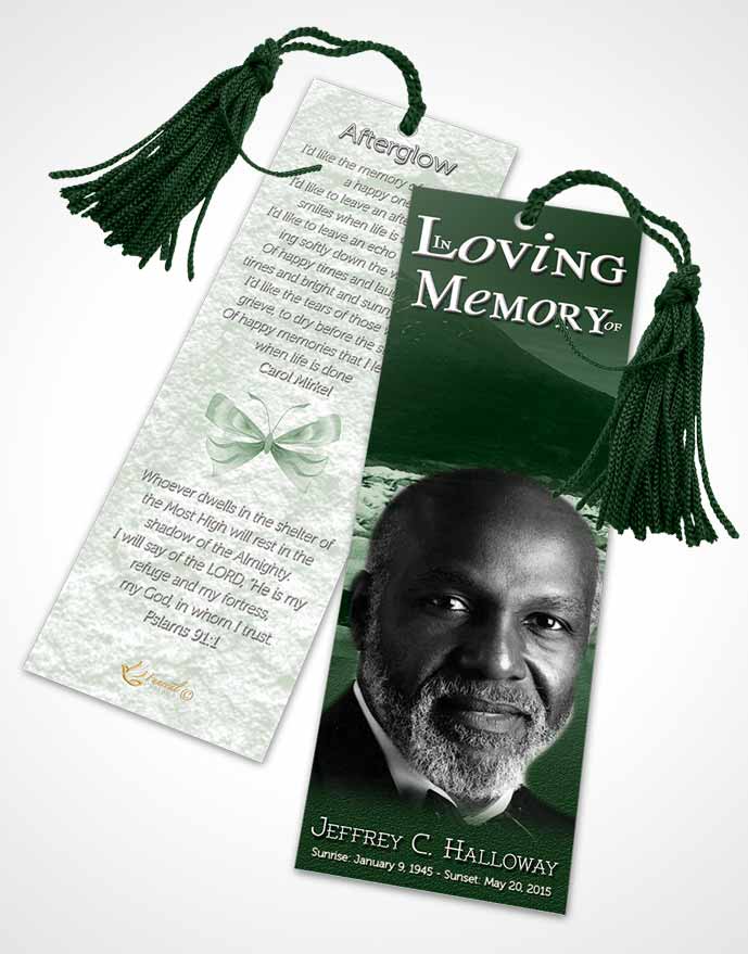 Funeral Bookmark Template Natures Emerald Mountain