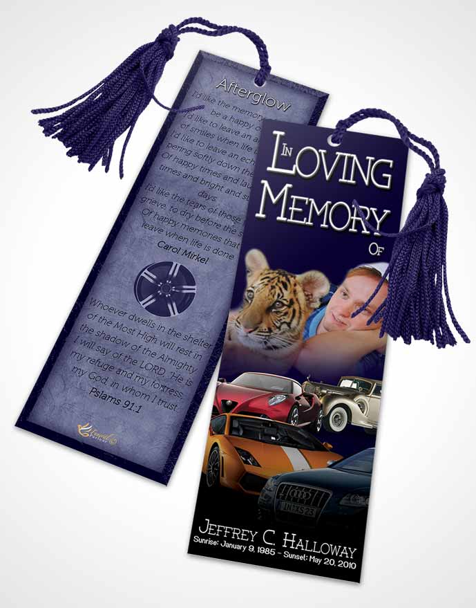 Funeral Bookmark Template Northern Blues Car Enthusiast