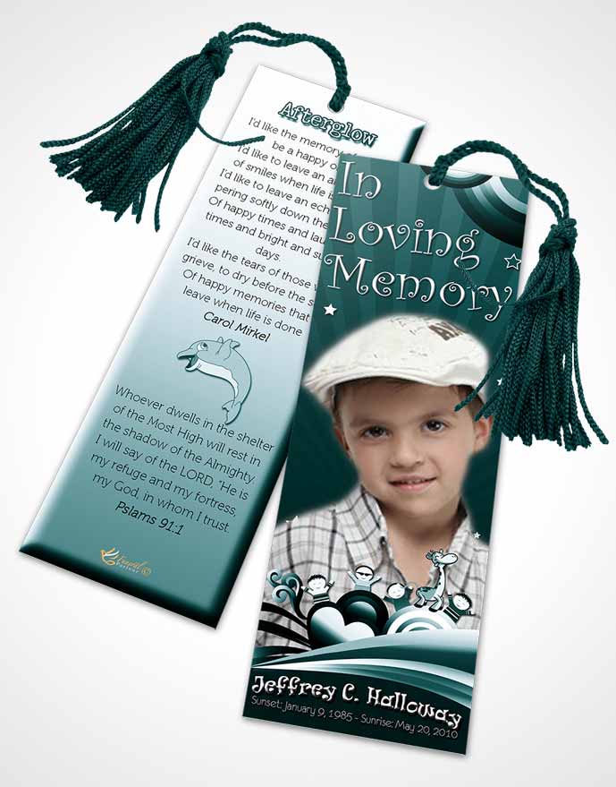 Funeral Bookmark Template Ocean Blues Childs Journey