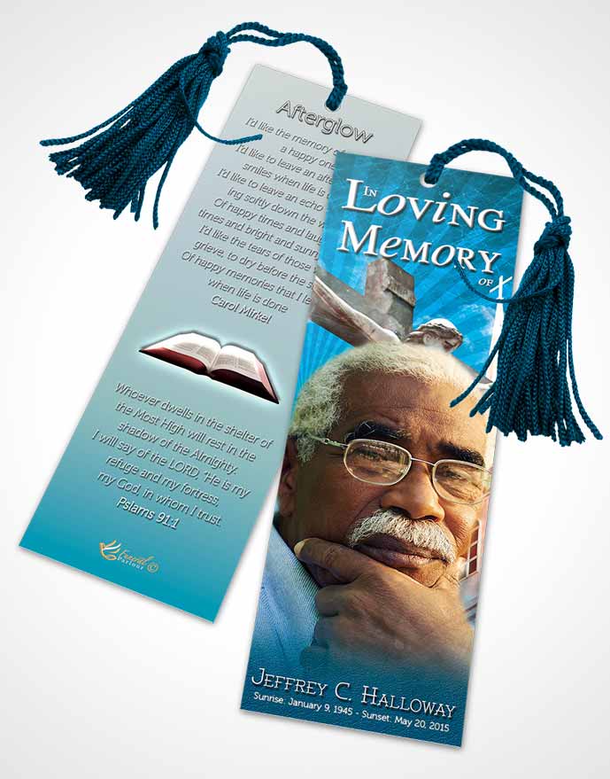 Funeral Bookmark Template Ocean Escape Christian Faith