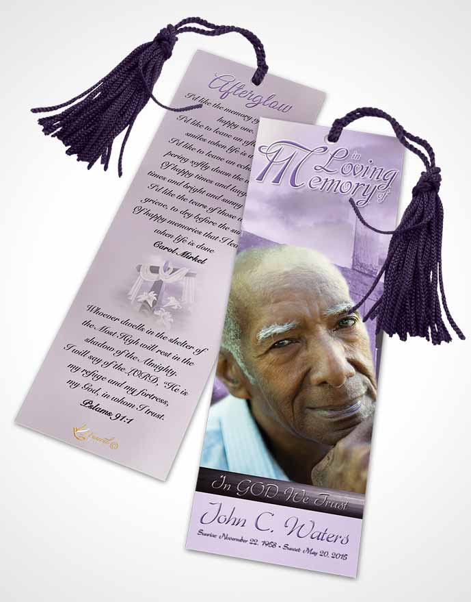 Funeral Bookmark Template On The Cross Lavender Honor