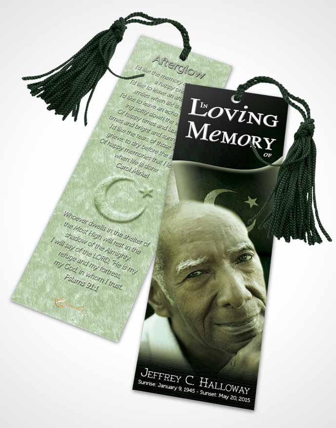 Funeral Bookmark Template Pakistanian Emerald Love