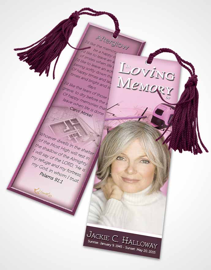 Funeral Bookmark Template Pink Architect