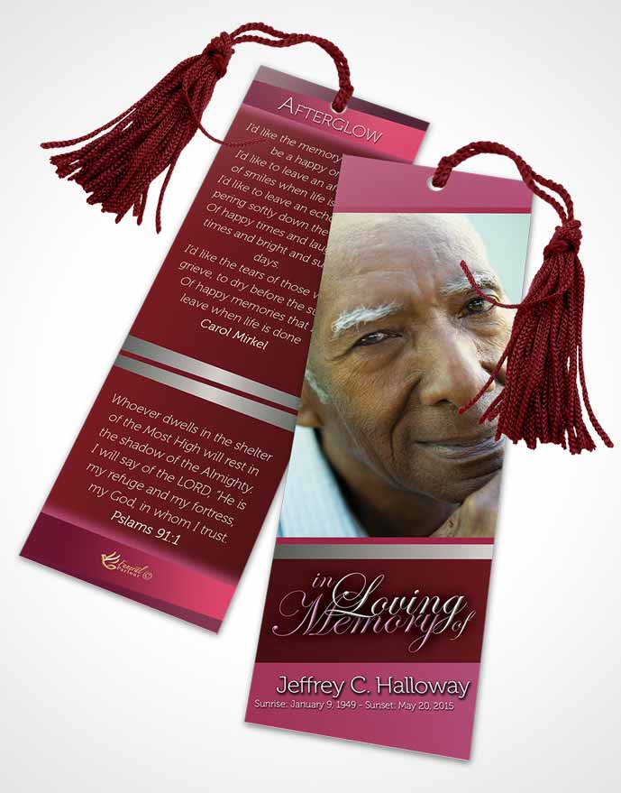 Funeral Bookmark Template Pink Love Tranquility Dark