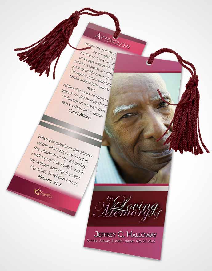 Funeral Bookmark Template Pink Love Tranquility Light