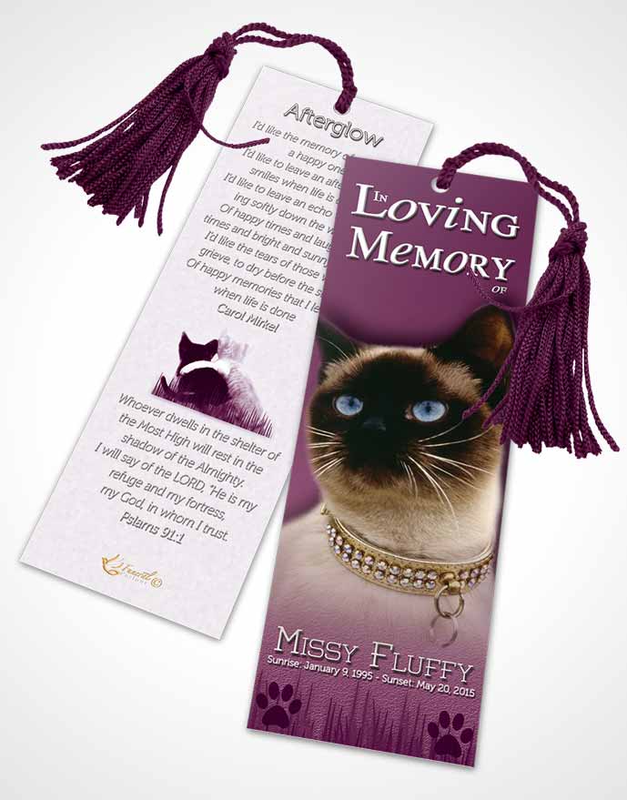 Funeral Bookmark Template Pinky Fluffy Kitty