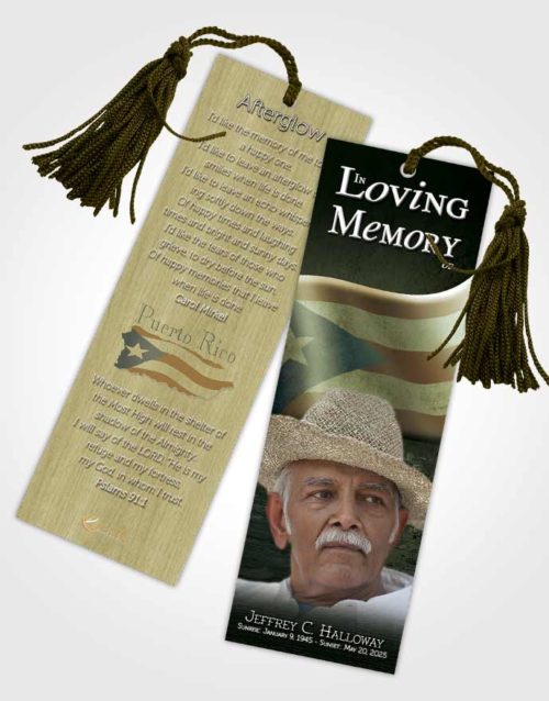Funeral Bookmark Template Puerto Rican Burgundy Waters