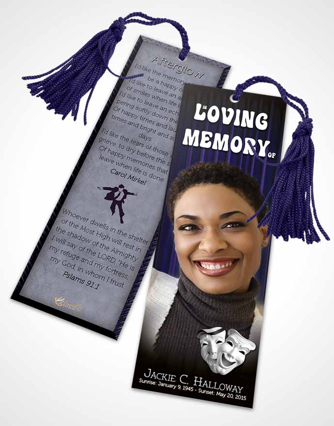 Funeral Bookmark Template Purple Actor