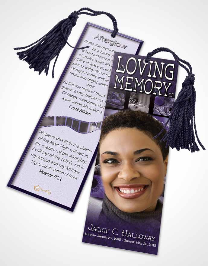 Funeral Bookmark Template Purple Desire Photographers Dream