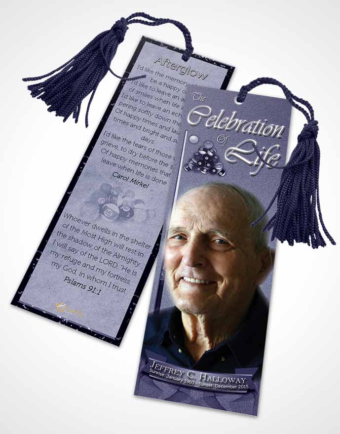 Funeral Bookmark Template Purple Mist Billiards Desire