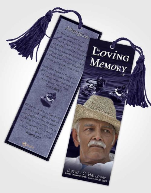 Funeral Bookmark Template Purple Mist Water Sports