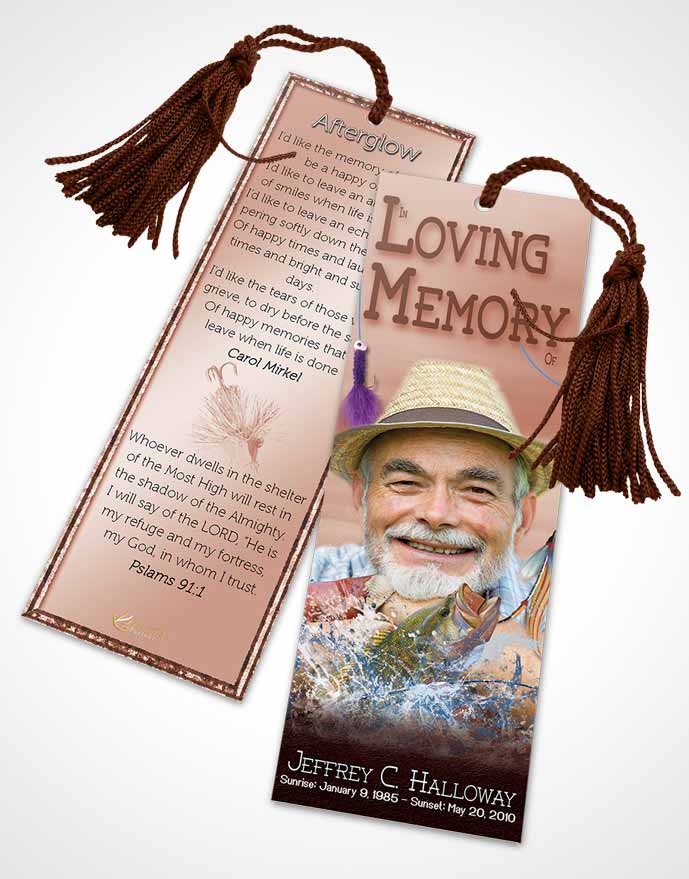 Funeral Bookmark Template Red Waters Calm Fisherman