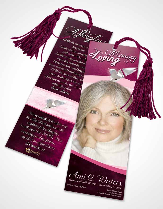 Funeral Bookmark Template Rosy Paradise