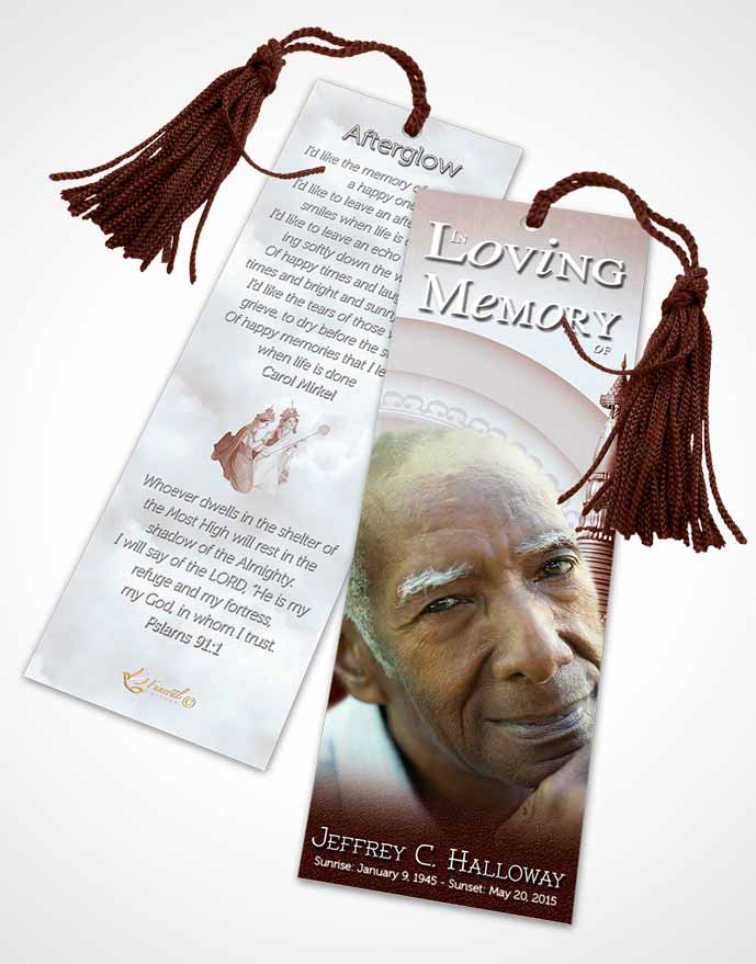 Funeral Bookmark Template Ruby Buddhist Faith