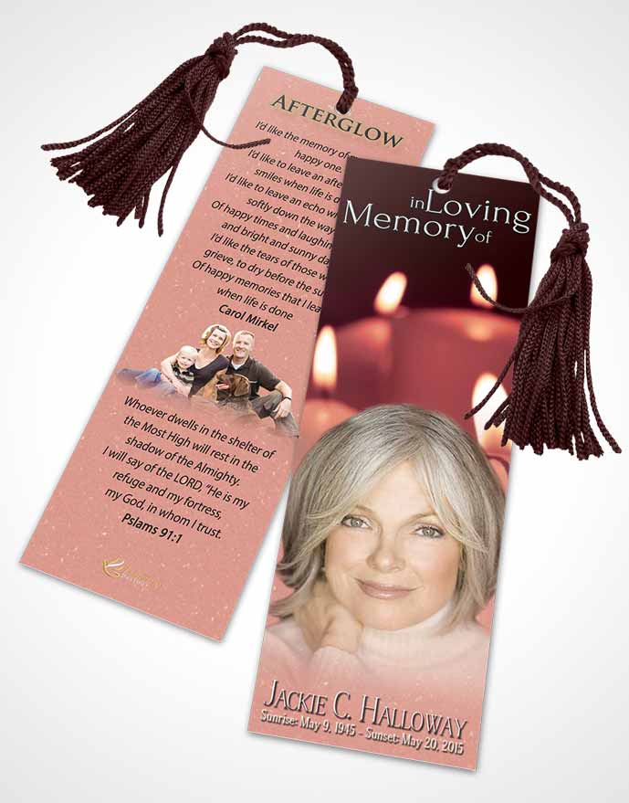 Funeral Bookmark Template Ruby Candles In The Wind