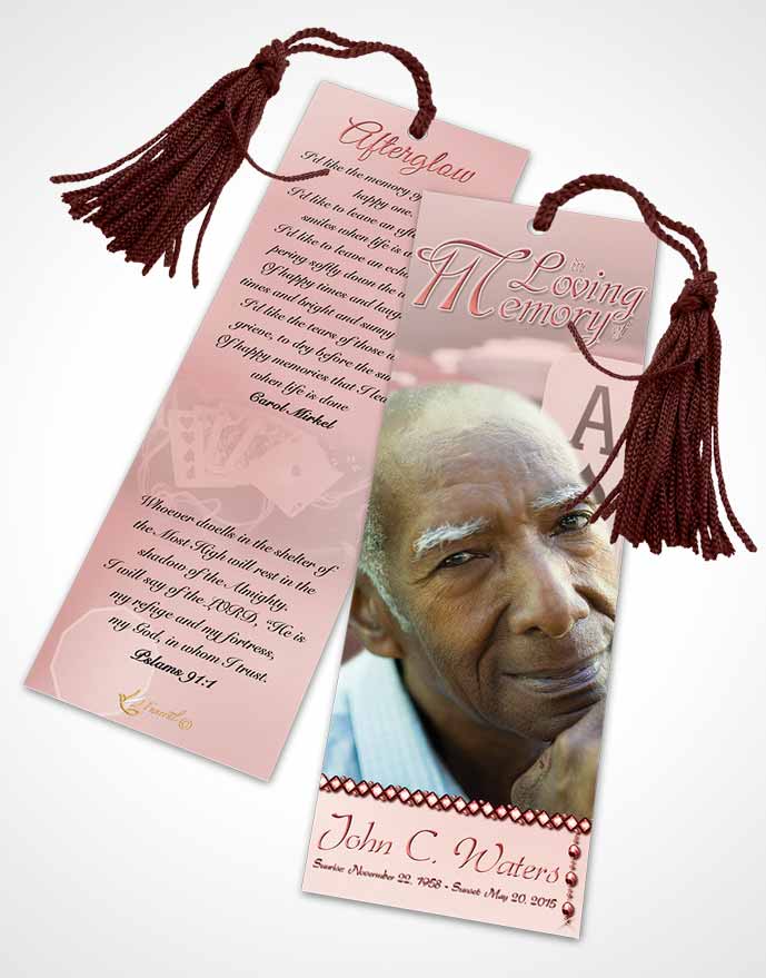 Funeral Bookmark Template Ruby Cards