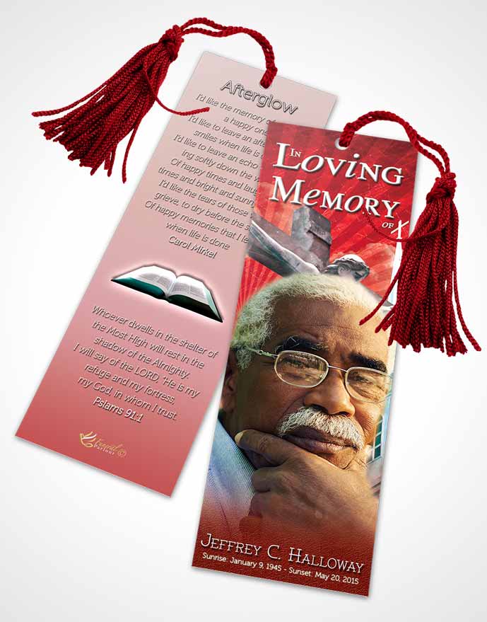 Funeral Bookmark Template Ruby Christian Faith