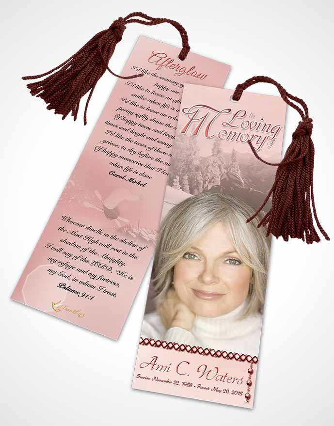 Funeral Bookmark Template Ruby Downhill Skiing