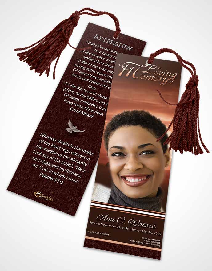 Funeral Bookmark Template Ruby Higher Power