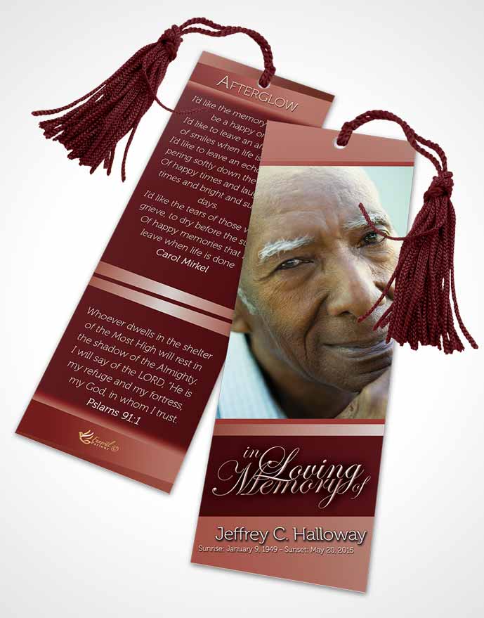 Funeral Bookmark Template Ruby Love Tranquility Dark