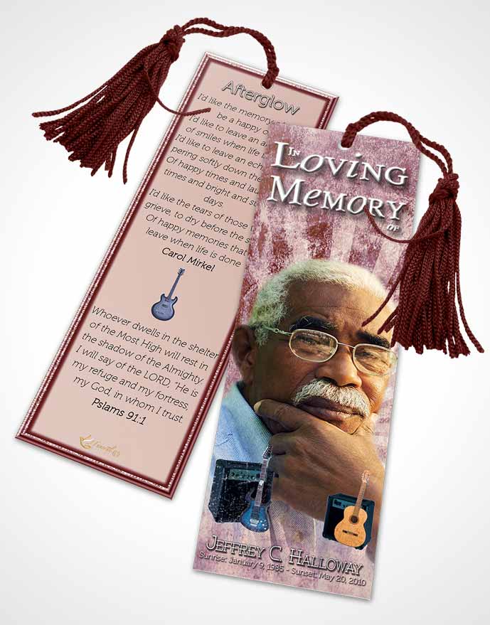 Funeral Bookmark Template Ruby Musician
