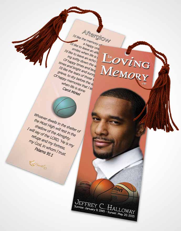 Funeral Bookmark Template Ruby Night Basketball Lover Light