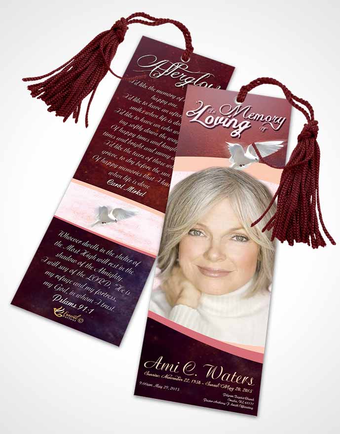 Funeral Bookmark Template Ruby Paradise