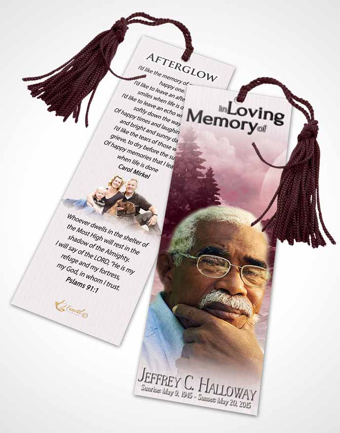 Funeral Bookmark Template Ruby Rocky Moon