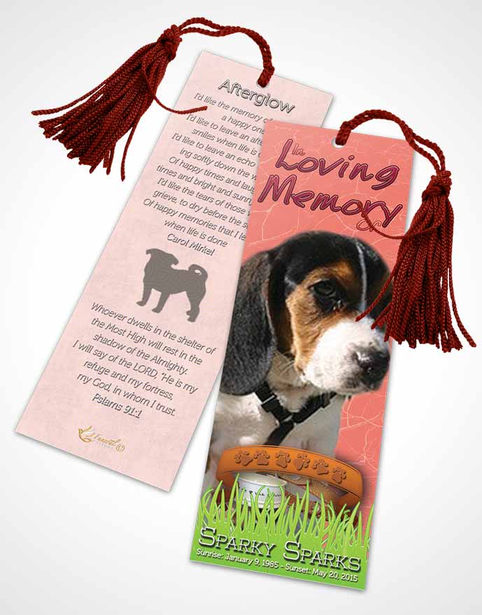 Funeral Bookmark Template Ruby Sparky the Dog