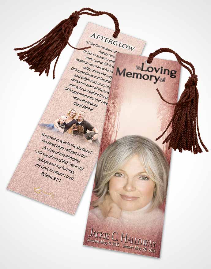 Funeral Bookmark Template Ruby Walk in the Woods