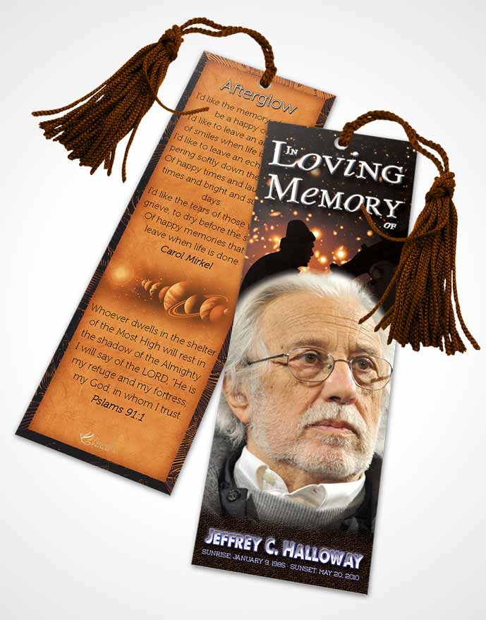Funeral Bookmark Template Rustic Astronomers Sky