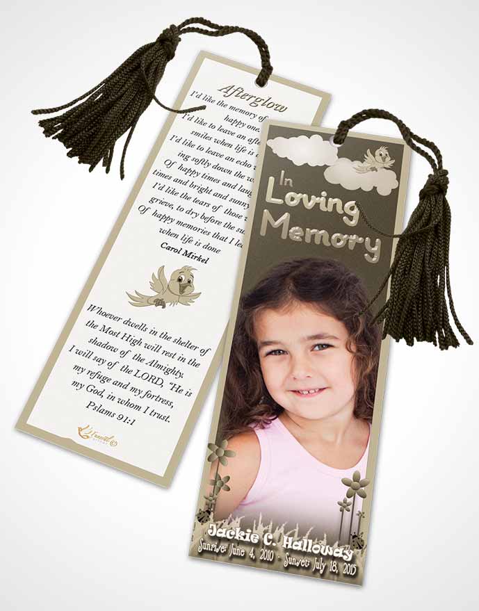 Funeral Bookmark Template Rustic Childs Dream
