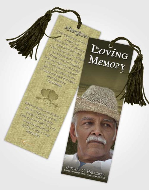 Funeral Bookmark Template Rustic Misty Mountain