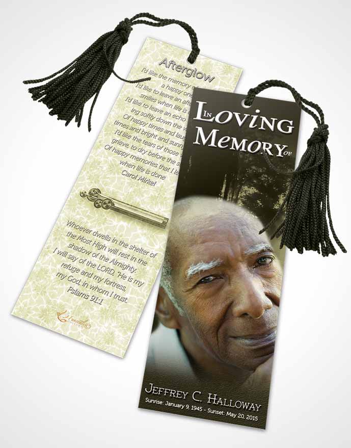 Funeral Bookmark Template Rustic Summer Reflection