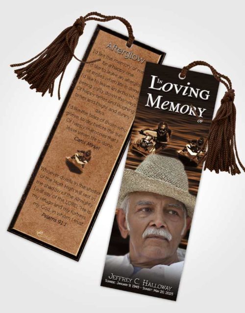 Funeral Bookmark Template Rustic Water Sports