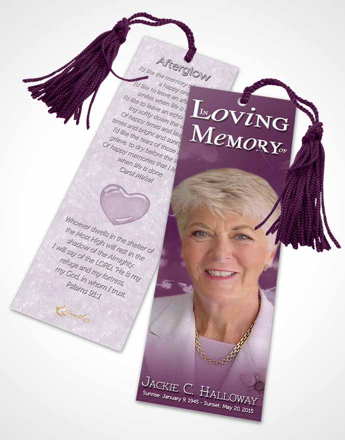 Funeral Bookmark Template Shinning Pink Clouds