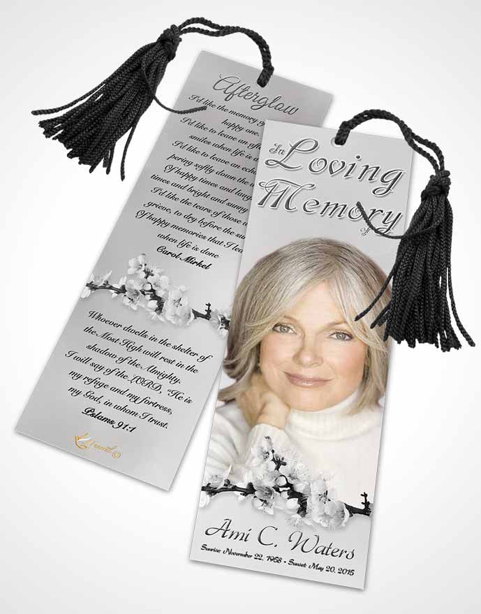 Funeral Bookmark Template Simple Beauty Black and White