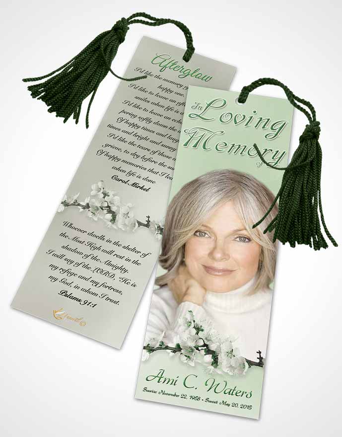 Funeral Bookmark Template Simple Beauty Emerald Glow