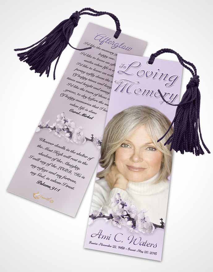 Funeral Bookmark Template Simple Beauty Lavender Honor