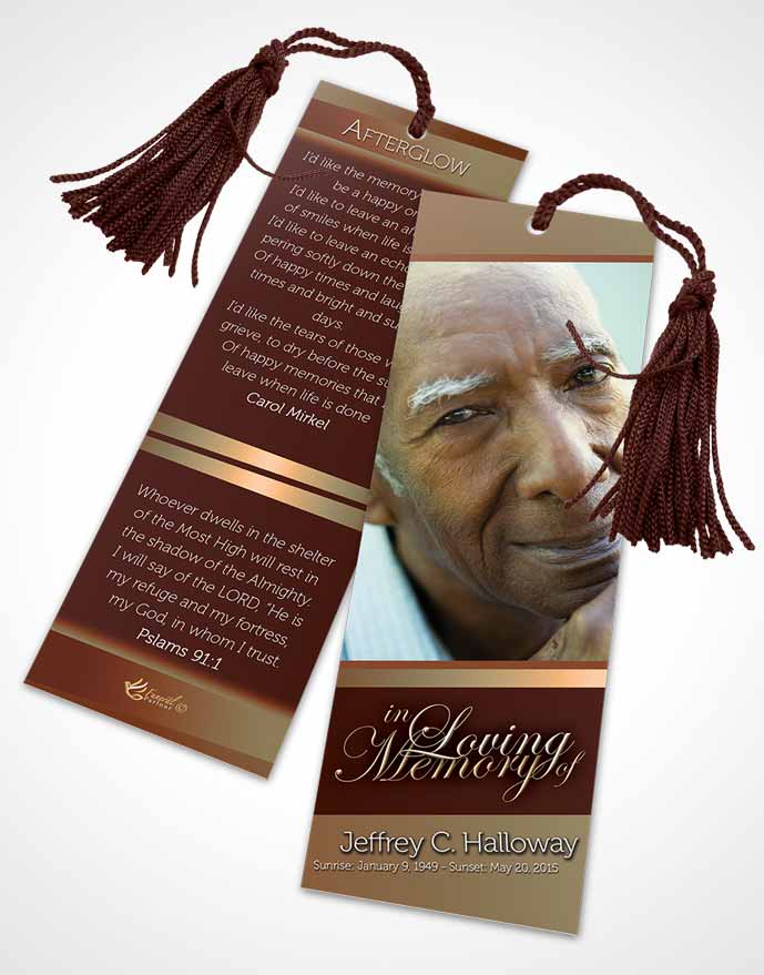 Funeral Bookmark Template Soft Dusk Majesty Tranquility Dark