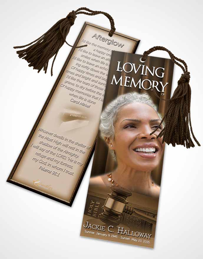 Funeral Bookmark Template Soft Judge Justice