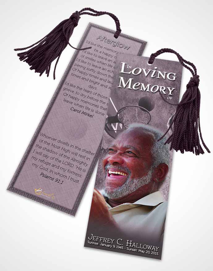 Funeral Bookmark Template Soft Lavender Basketball Star