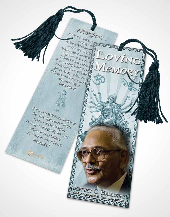Funeral Bookmark Template Soft Ocean Hindu Faith
