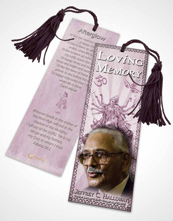 Funeral Bookmark Template Soft Pink Hindu Faith